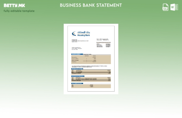 модерен стил Извод на цврста сметка на банката HBTF Шаблон Word и PDF